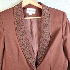 John Meyer of Norwich Blazer Brown 10 Soutache Beaded Trim Vintage Cocktail